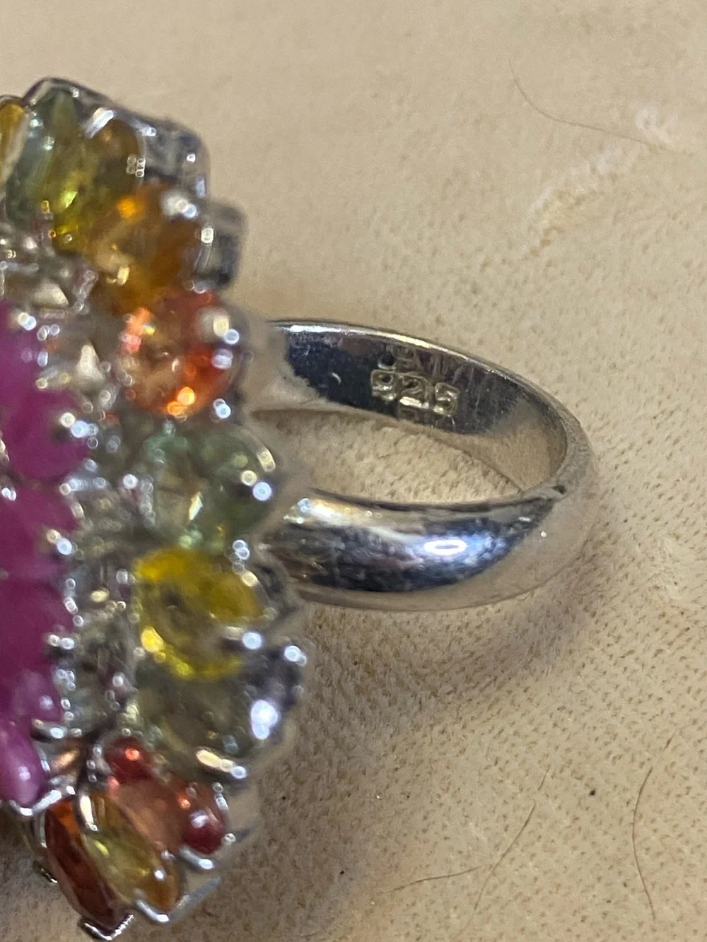 Sterling Silver Gemstone Statement Ring Sapphire & Ruby 925